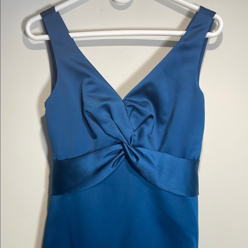 David’s Bridal Teal Embroidered Formal Dress Bridesmaid Evening Gown